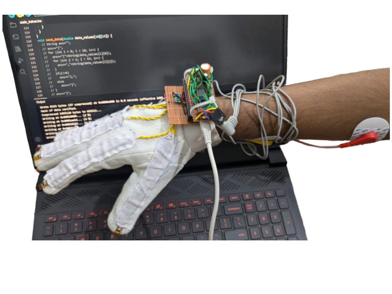 Dual-Hand Smart Glove with sensors and wiring